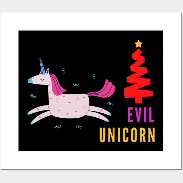 Christmas Evil Unicorn Wall Art by 29 hour design